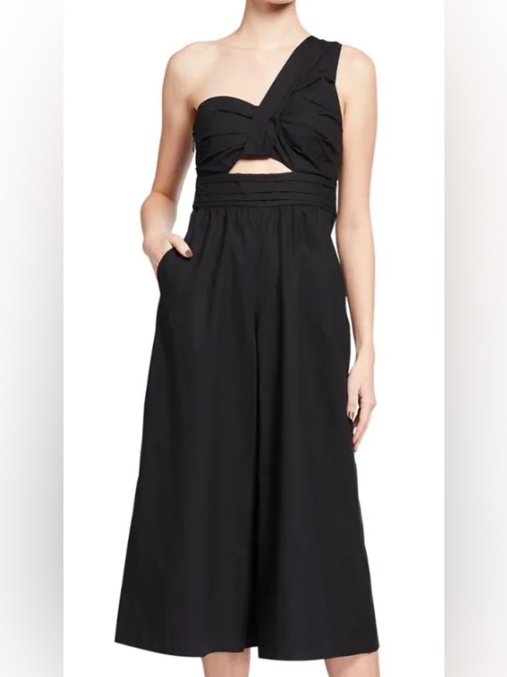 A.L.C. • One-Shoulder Black Wide-Leg Jumpsuit with Cutout - size 2